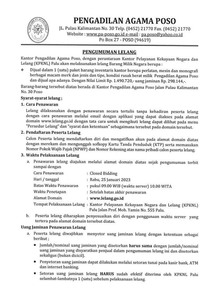 Pengumuman Lelang 001