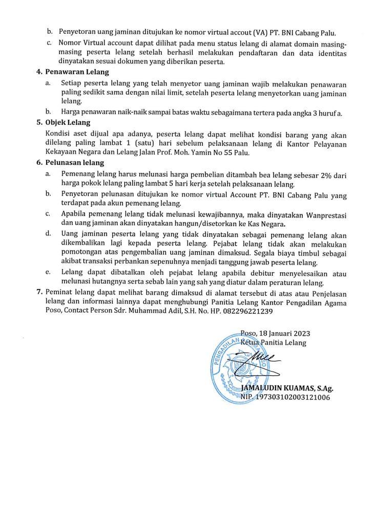 Pengumuman Lelang 002
