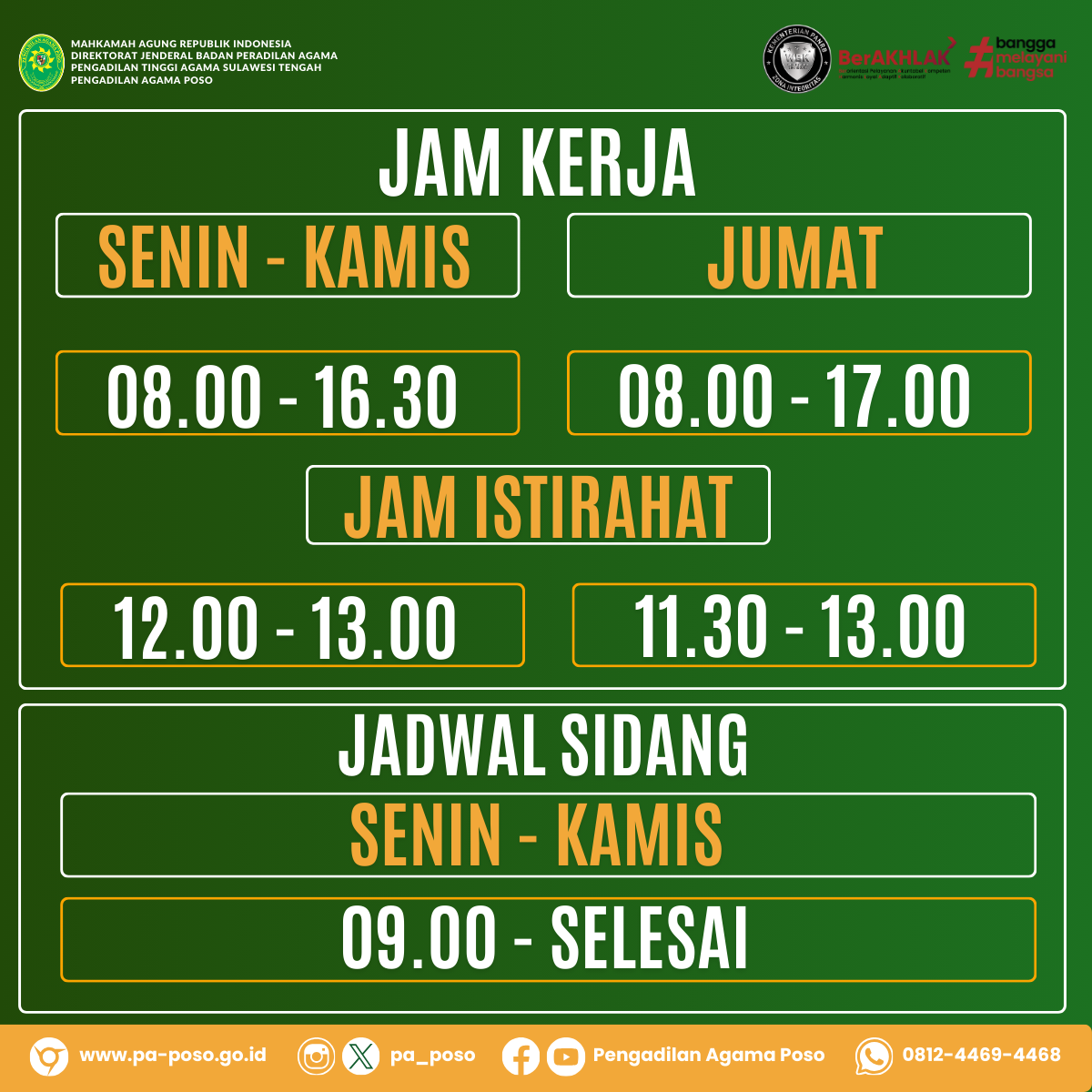 Jam Kerja PA Poso